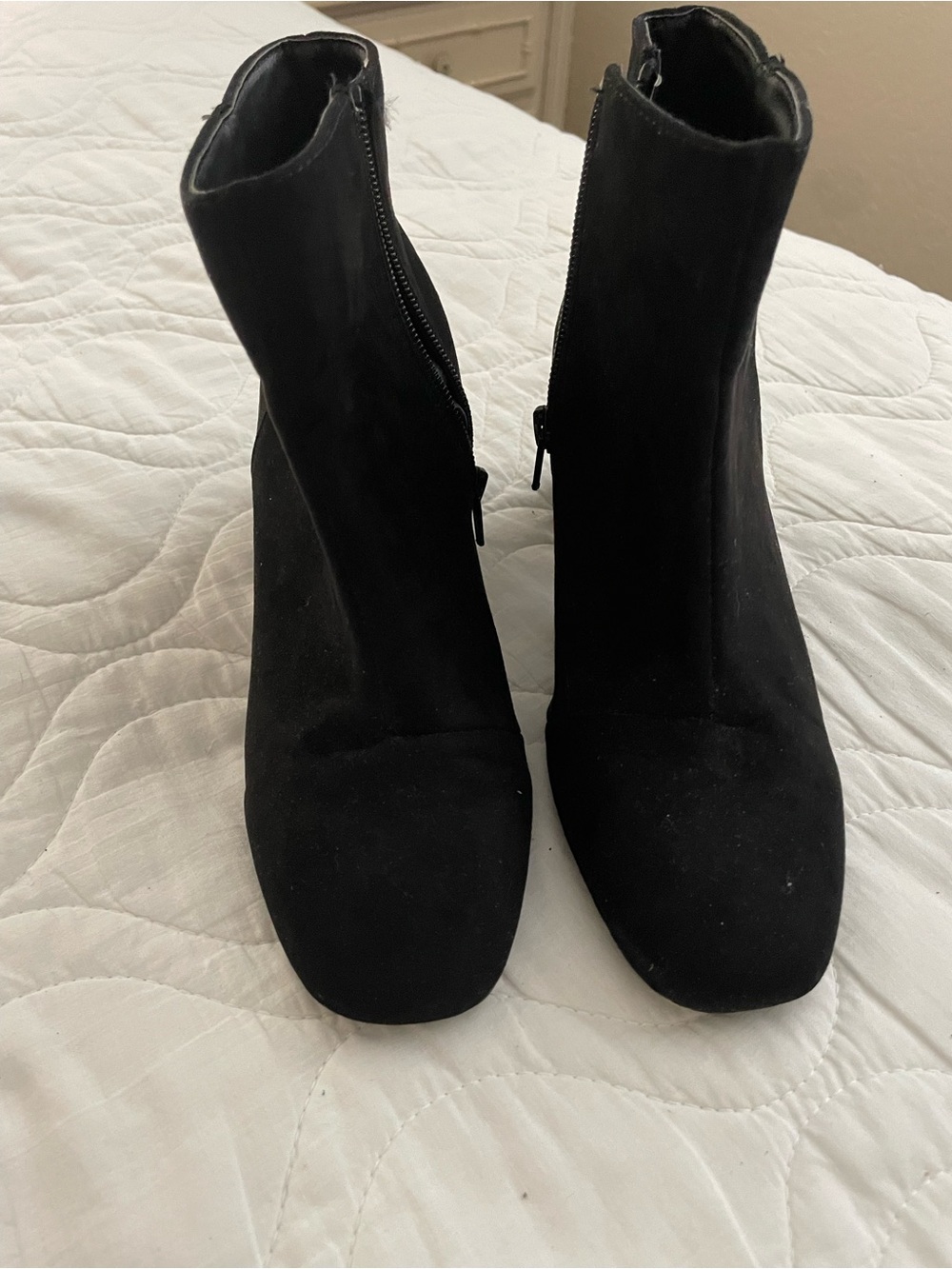 Primark Black Suede-Look Ankle Boots with Side Zip. USA size 5. Worn once only